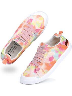 Women Tie-dye Orange Slip-ons Lightweight Loafers Flats Fashion Casual Sneaker